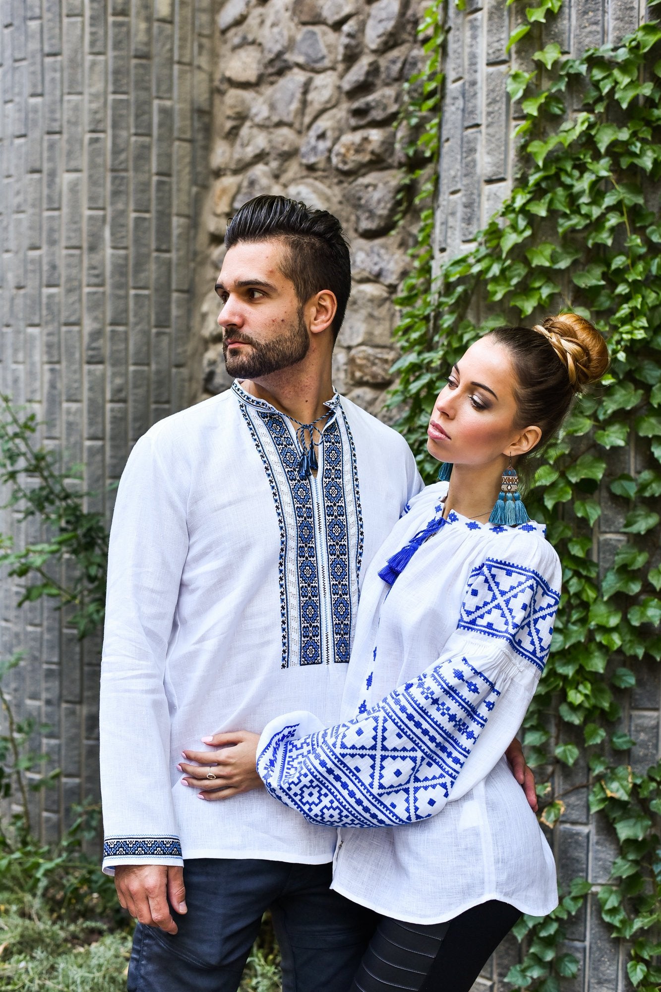 Men's Ukrainian Embroidered Shirt - Traditional White Style for Easter