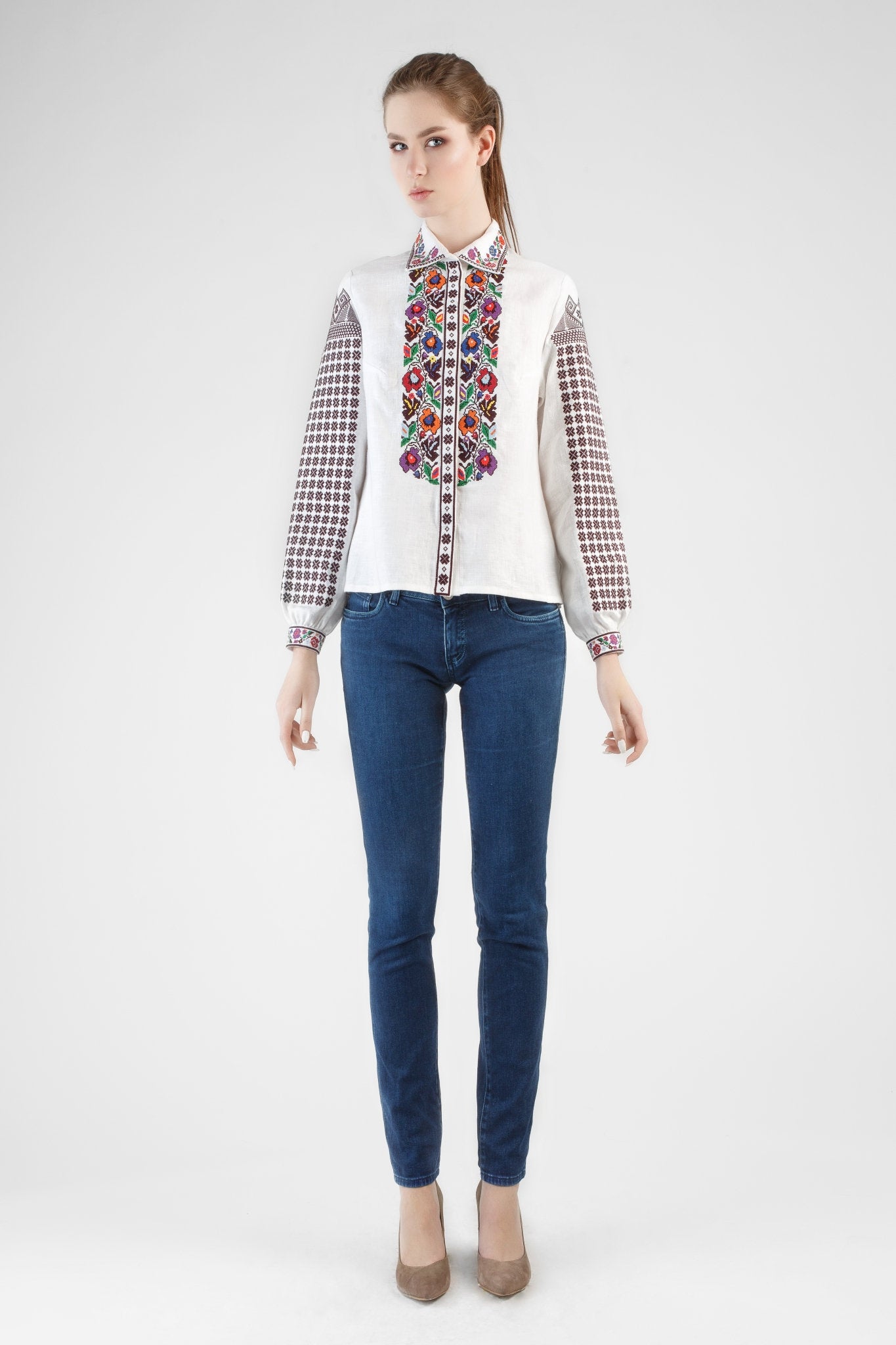 Ukrainian Vyshyvanka Blouse - Bohemian Embroidered Peasant Top