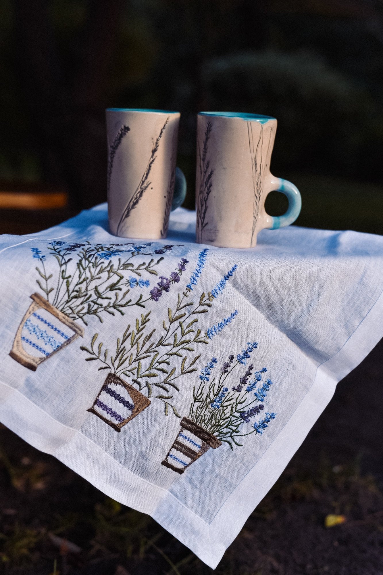 "Lavender" 90x40 cm Ukrainian Embroidered Tablecloth for Easter and Mother's Day