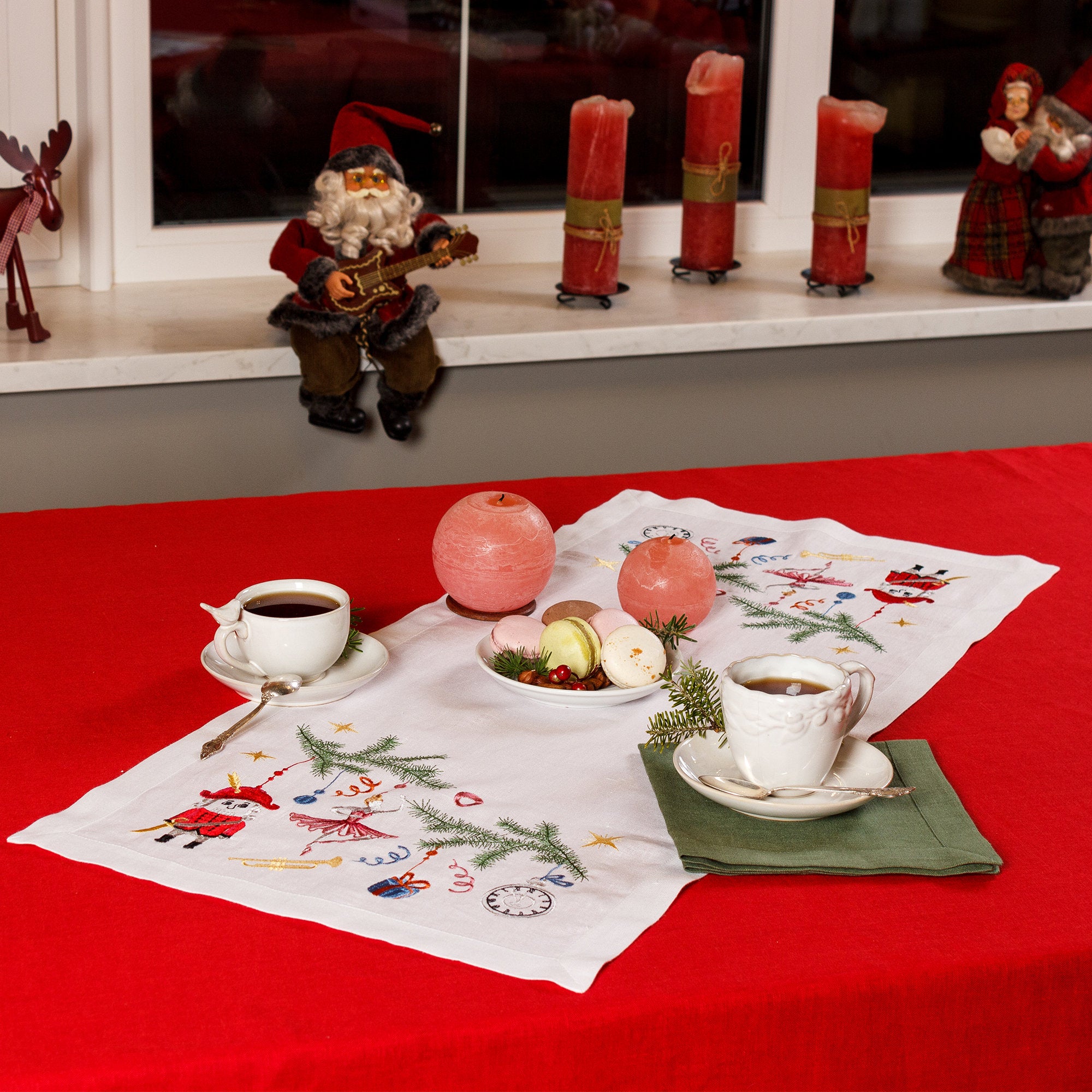 Ukrainian Embroidered Christmas Tablecloth - 90x40 cm