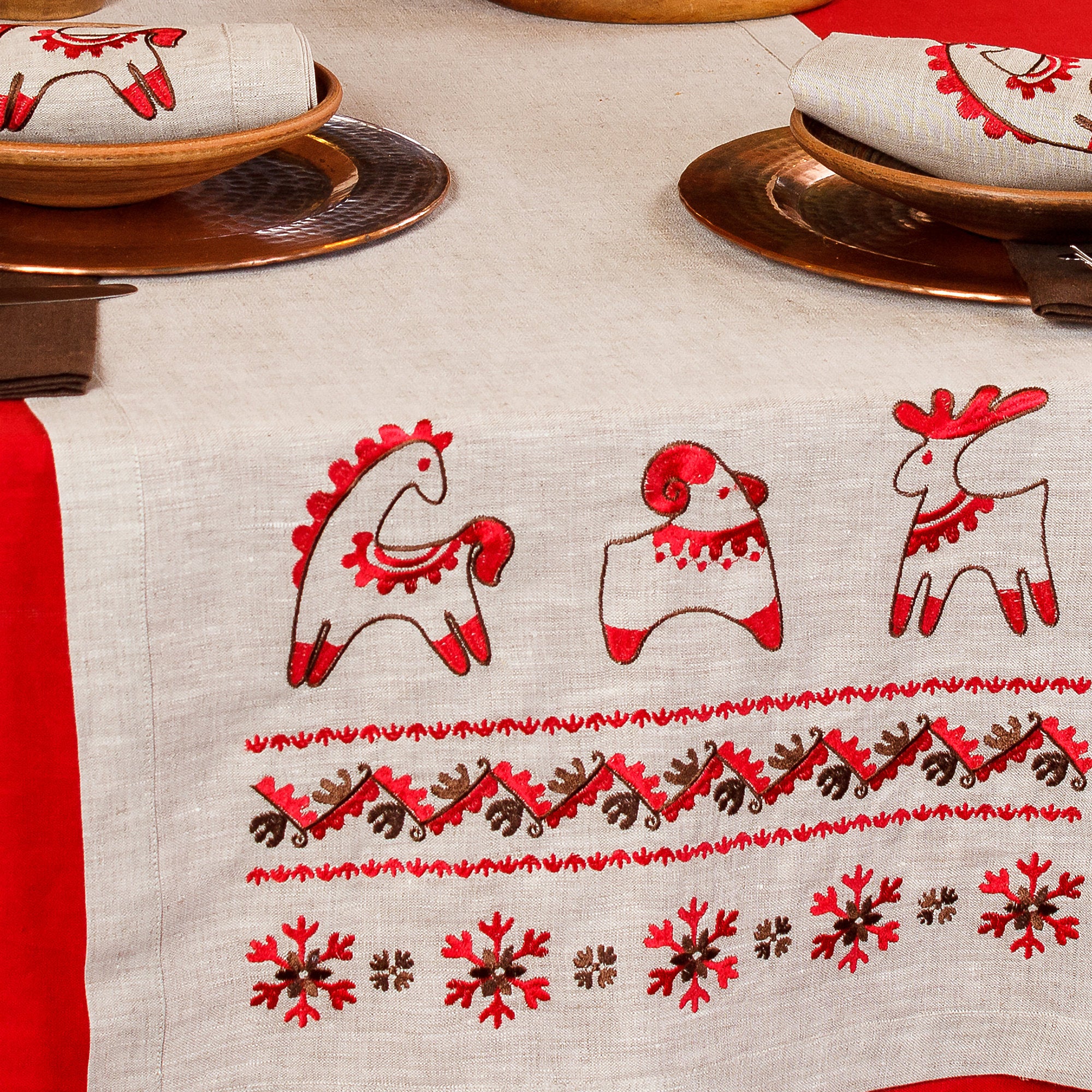 Ukrainian Embroidered Christmas Tablecloth 140x45 cm