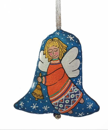 Christmas Tree Decoration Set with Wooden Box - Carpathian Textile Bells