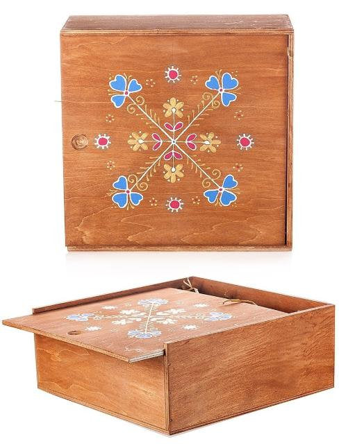 Christmas Tree Decoration Set with Wooden Box - Carpathian Textile Bells