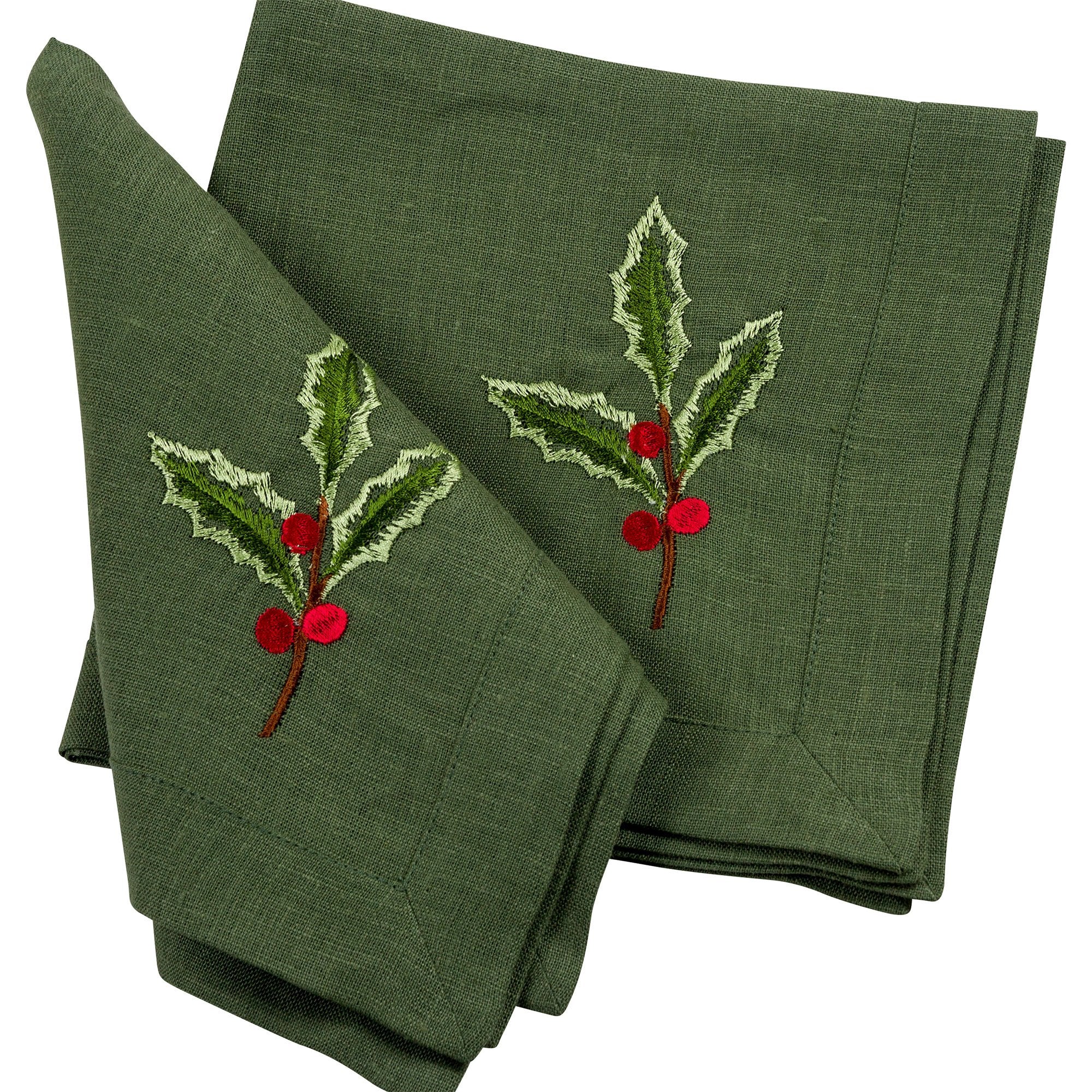 Embroidered Christmas Napkins 40x40 CM - Holiday Table Decor