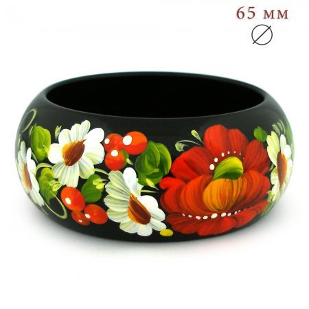 Hand-Painted Ukrainian Petrykivka Wooden Bangle Bracelet