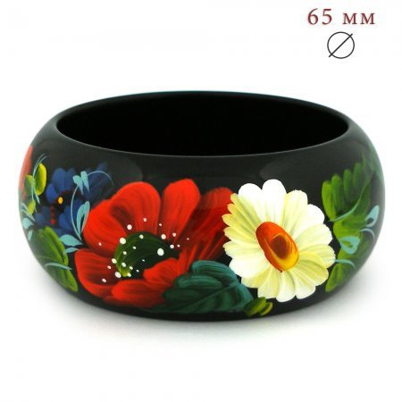 Hand-Painted Ukrainian Petrykivka Wooden Bangle Bracelet