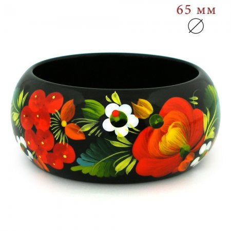 Hand-Painted Ukrainian Petrykivka Wooden Bangle Bracelet