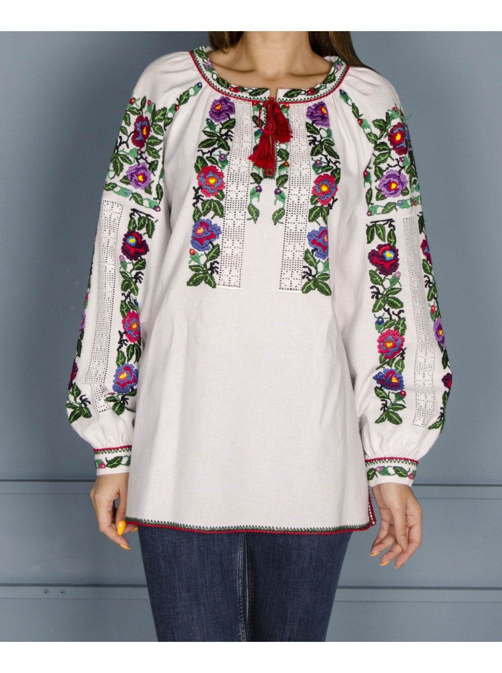 Handmade Ukrainian Vyshyvanka Embroidered Blouse - Boho Style