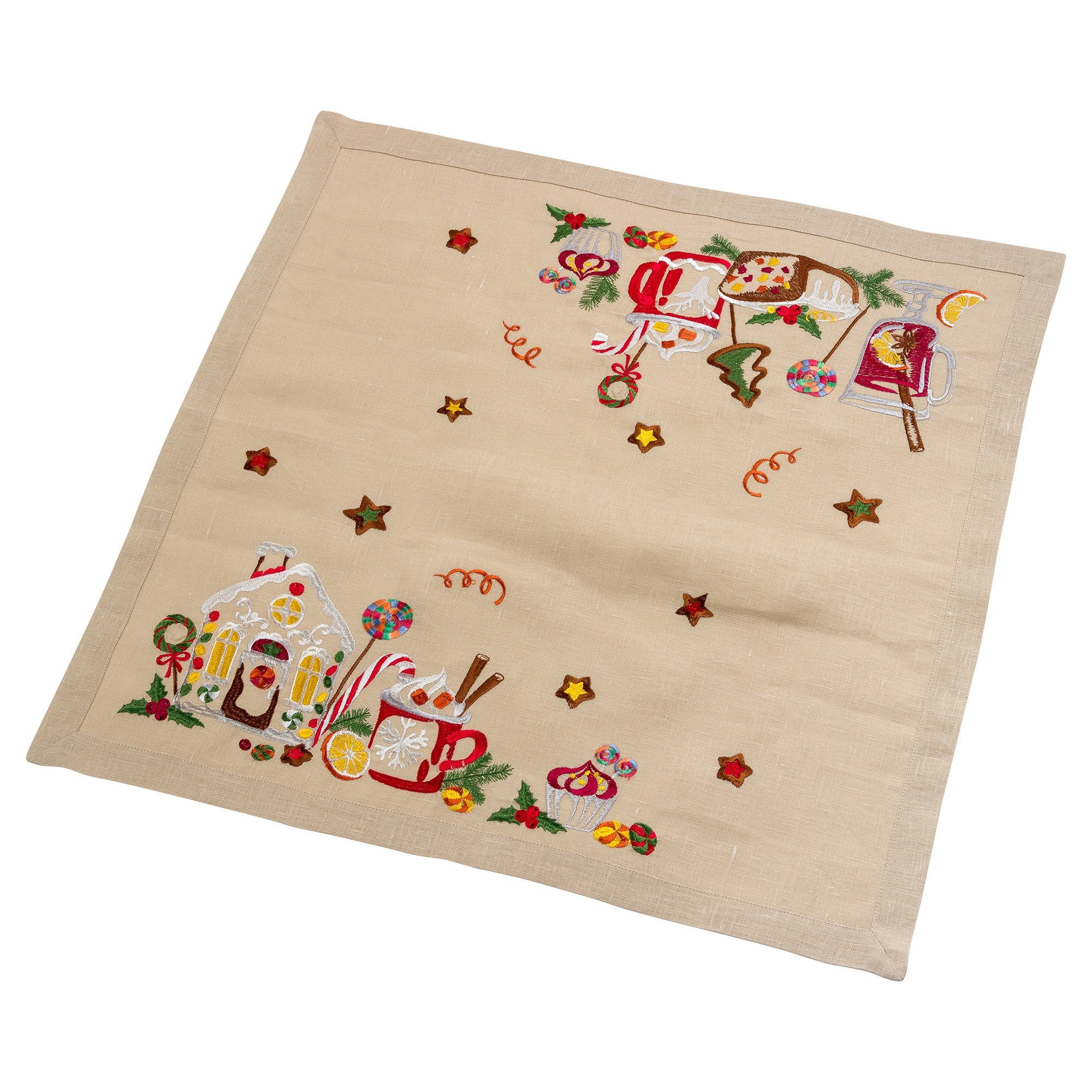 45x45 cm Ukrainian Embroidered Christmas Tablecloth - Festive Design