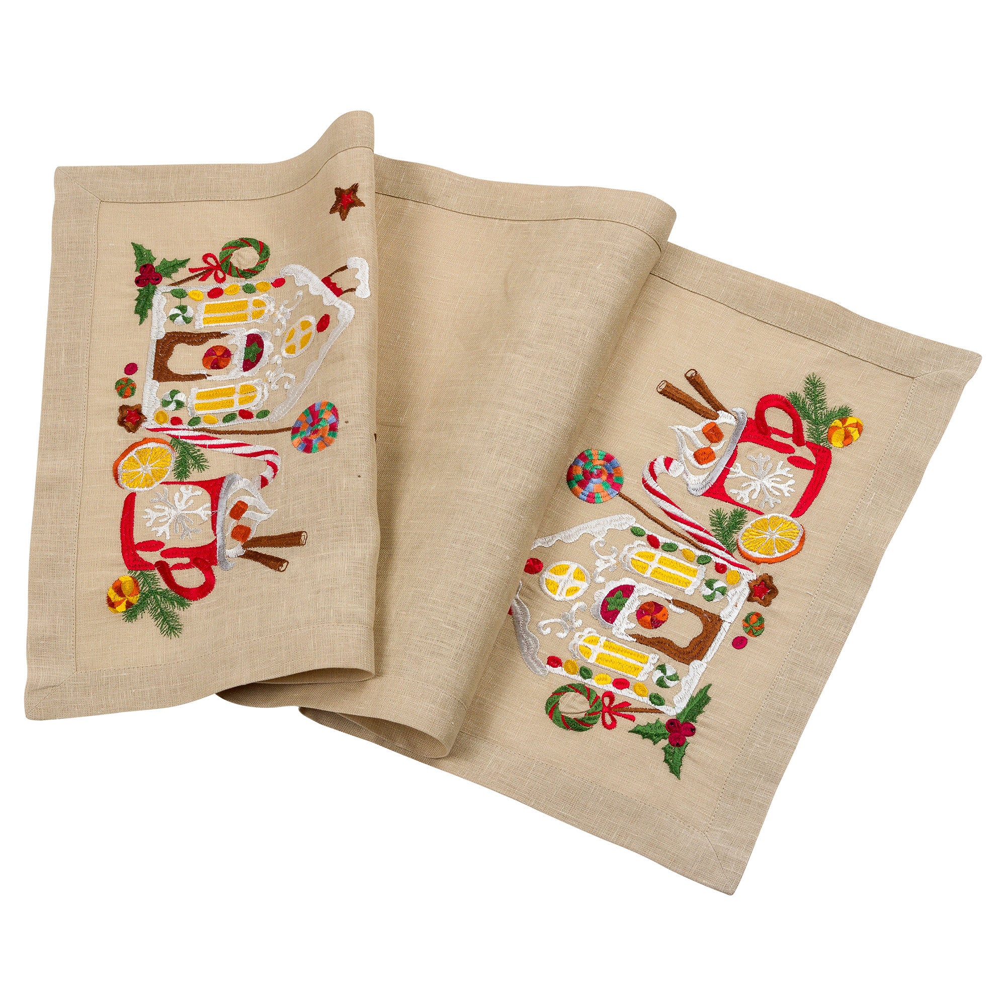 90x40 cm Ukrainian Embroidered Christmas Tablecloth - Festive Design