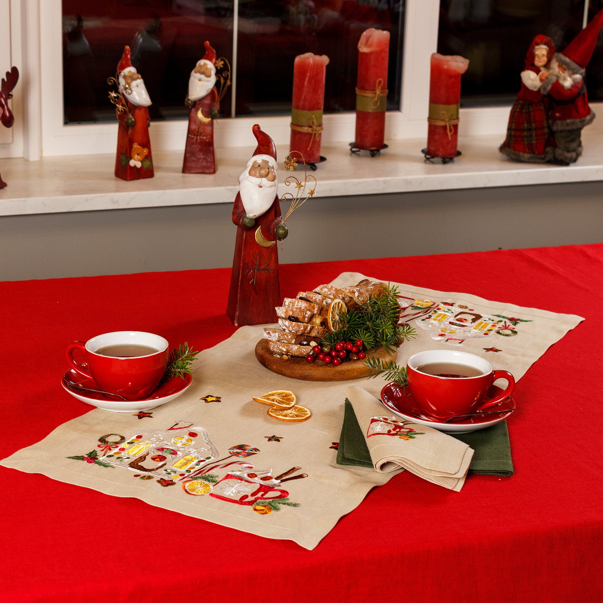 90x40 cm Ukrainian Embroidered Christmas Tablecloth - Festive Design