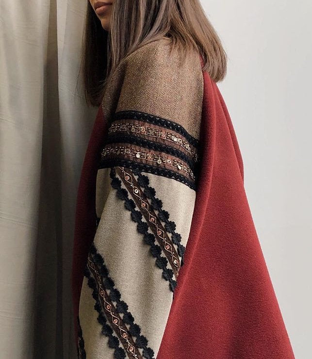 Ukrainian Vyshyvanka Coat - Embroidered Folk Cardigan