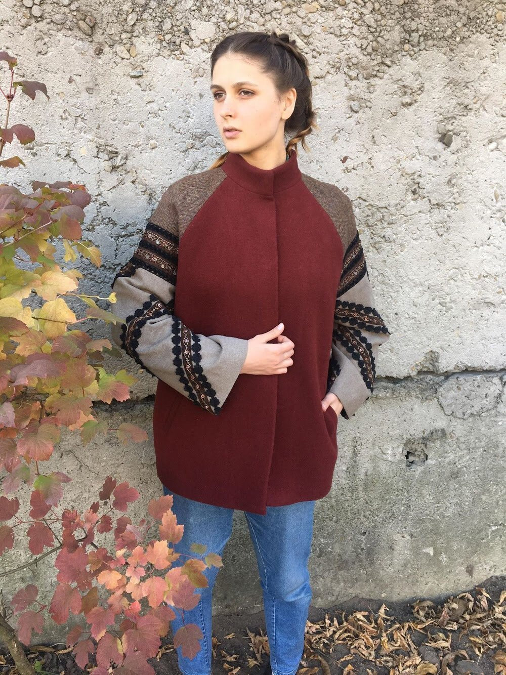 Ukrainian Vyshyvanka Coat - Embroidered Folk Cardigan