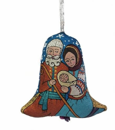Christmas Tree Decoration Set with Wooden Box - Carpathian Textile Bells