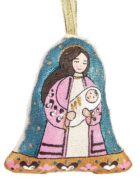 Christmas Tree Decoration Set with Wooden Box - Carpathian Textile Bells