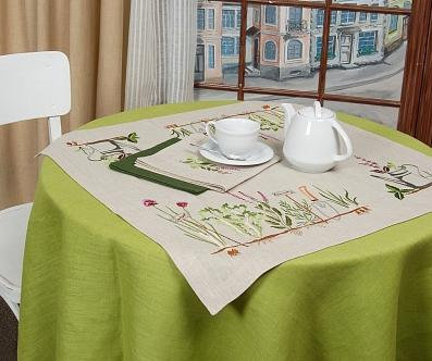 Provencal Herbs Embroidered Tablecloth - 65x65 cm Ukrainian Design