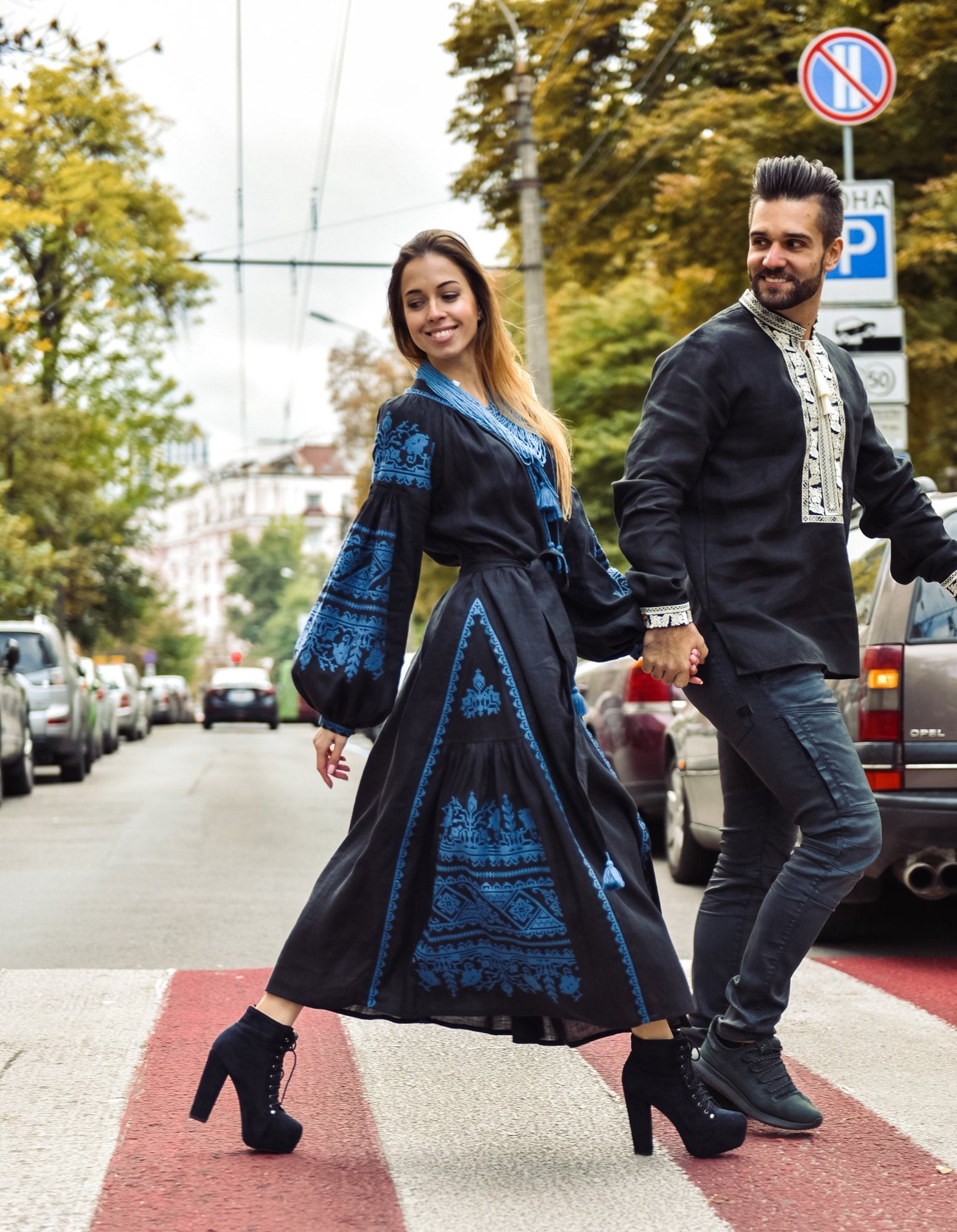 Black Boho Ukrainian Vyshyvanka Dress for Women