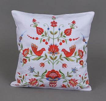 Embroidered Floral Linen Pillowcase 40x40 CM - Organic Home Decor
