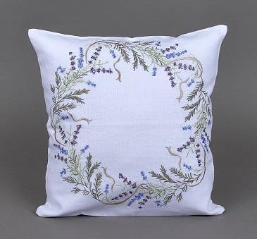 Embroidered Linen Pillowcase 40x40 cm - Floral Home Decor with Bright Embroidery