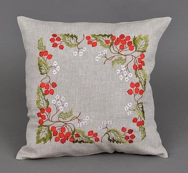 Embroidered Linen Pillowcase 40x40 CM | Floral Organic Home Decor