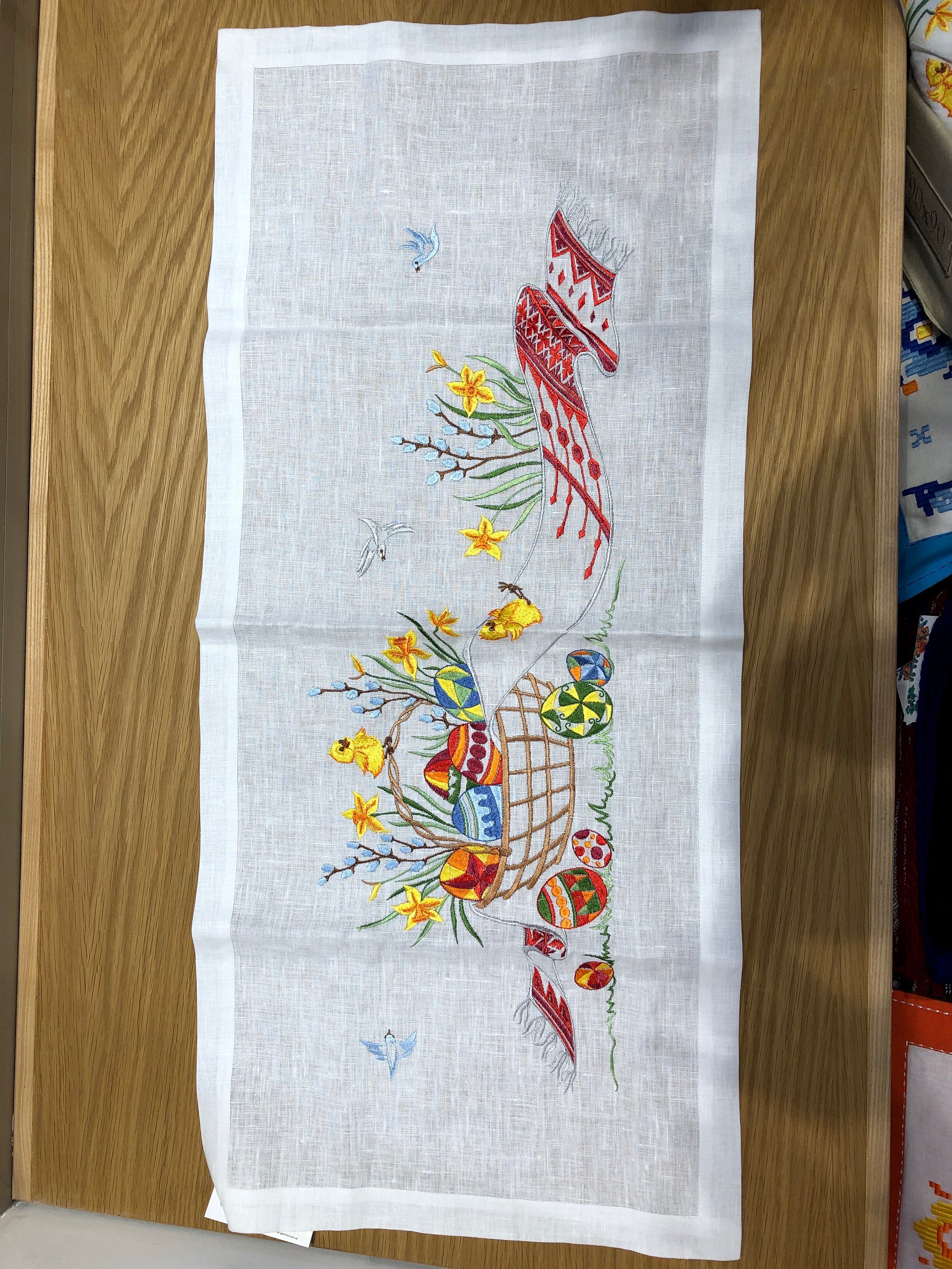 Ukrainian Embroidered Tablecloth 90x40 cm for Easter
