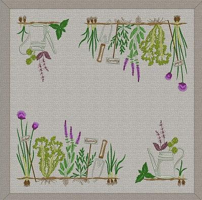 Provencal Herbs Embroidered Tablecloth - 65x65 cm Ukrainian Design