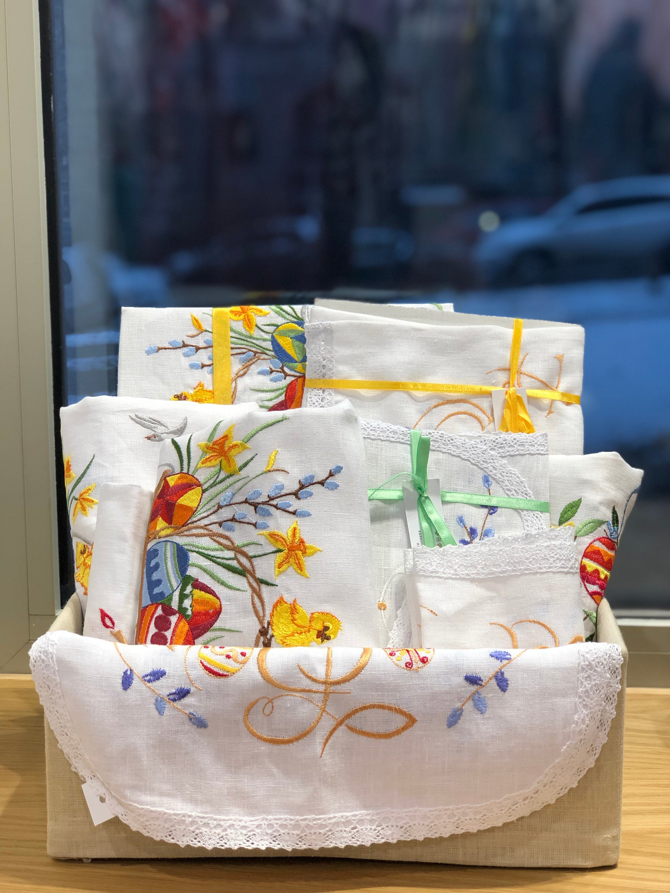 Ukrainian Embroidered Tablecloth 90x40 cm for Easter