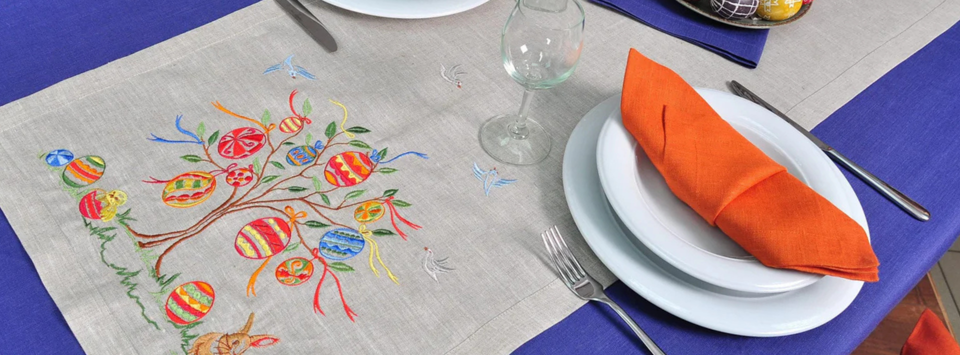 Ukrainian folk style Easter linen from NDUkraine crafted for authentic holiday table styling.