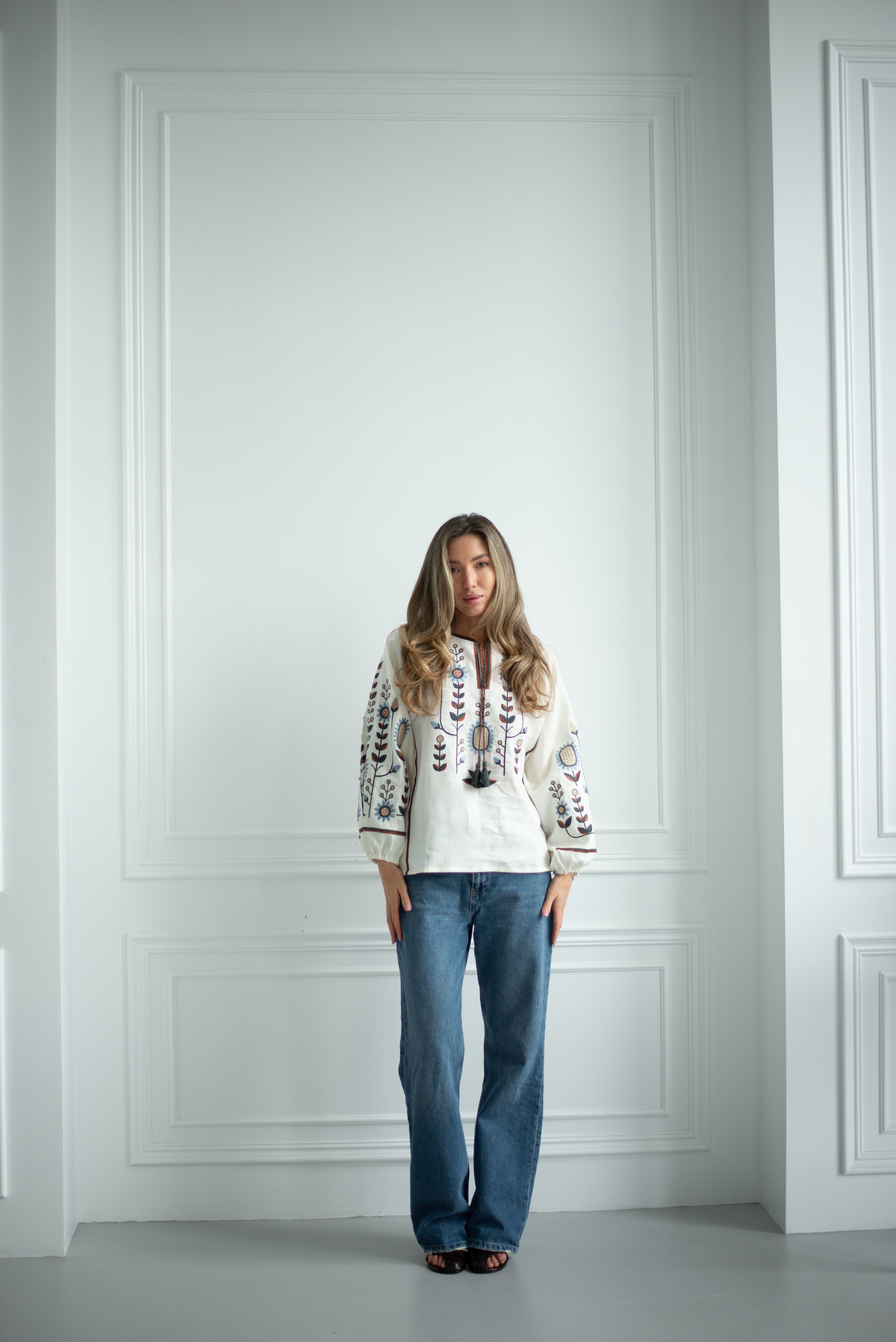 Embroidered blouse Floral ornament Ukrainian