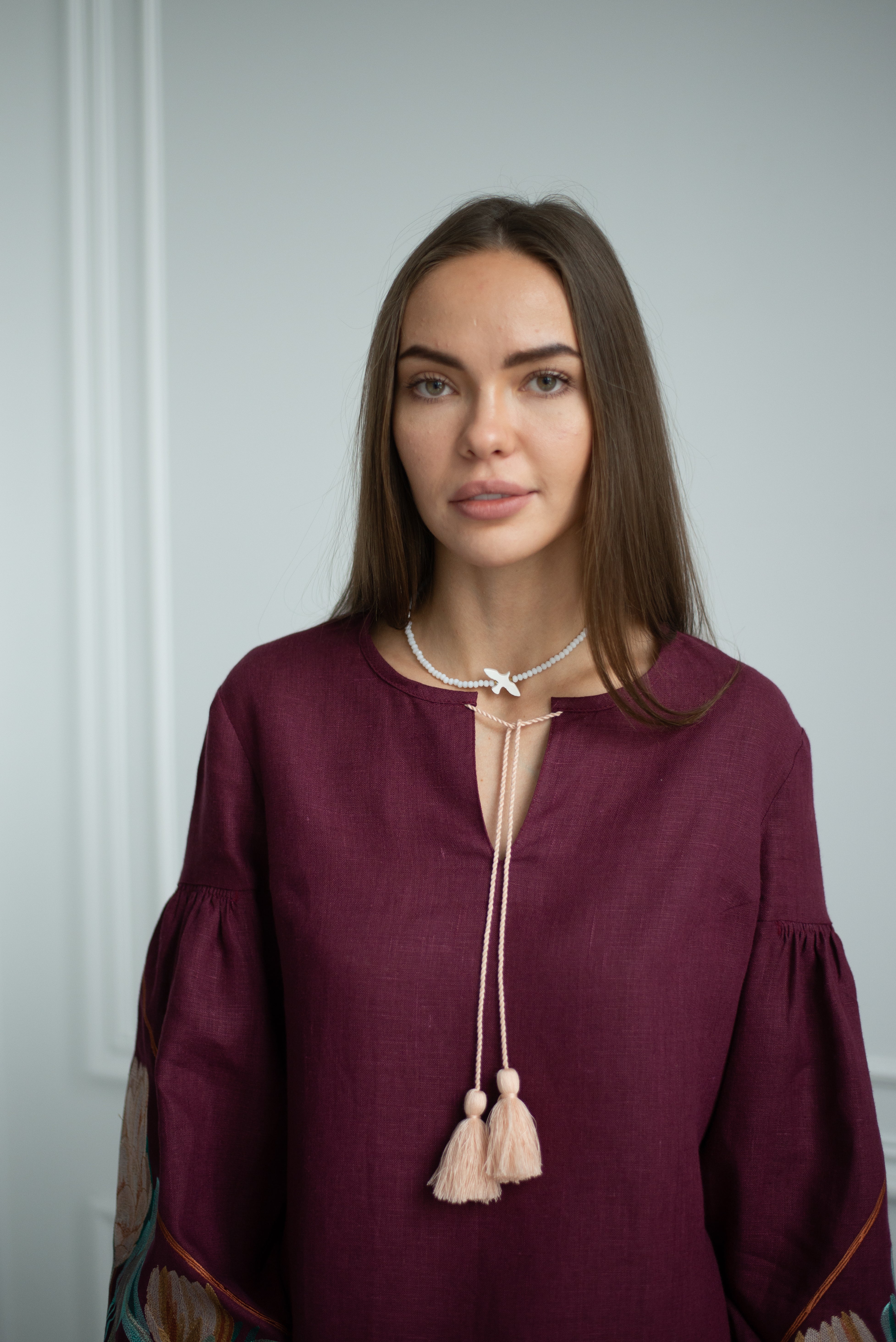 Handmade Bird Necklace with White Marble - Ukrainian Jewelry