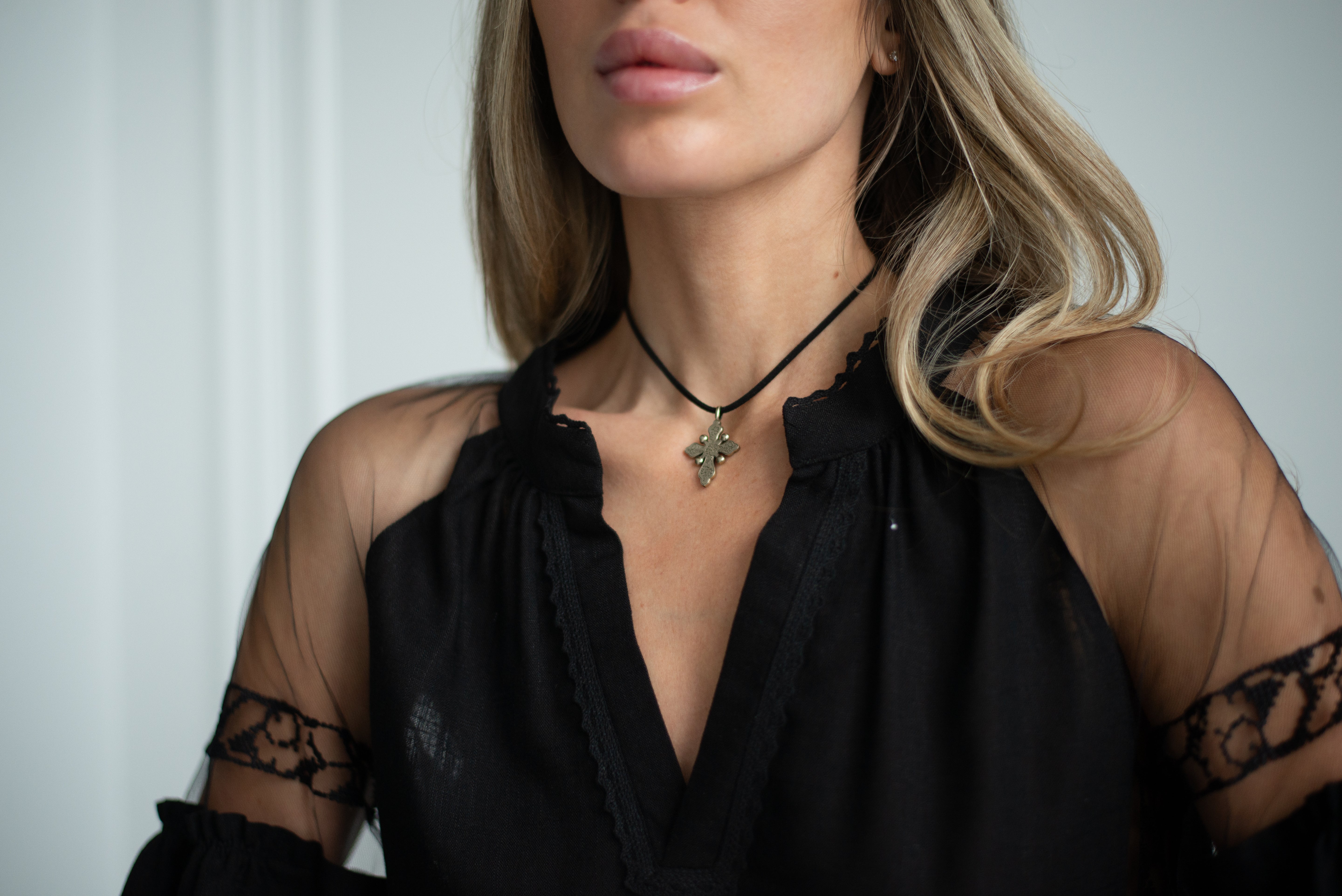 Black on black embroidered blouse Ukrainian vyshyvanka bohemian ethnic shirt boho chic peasant