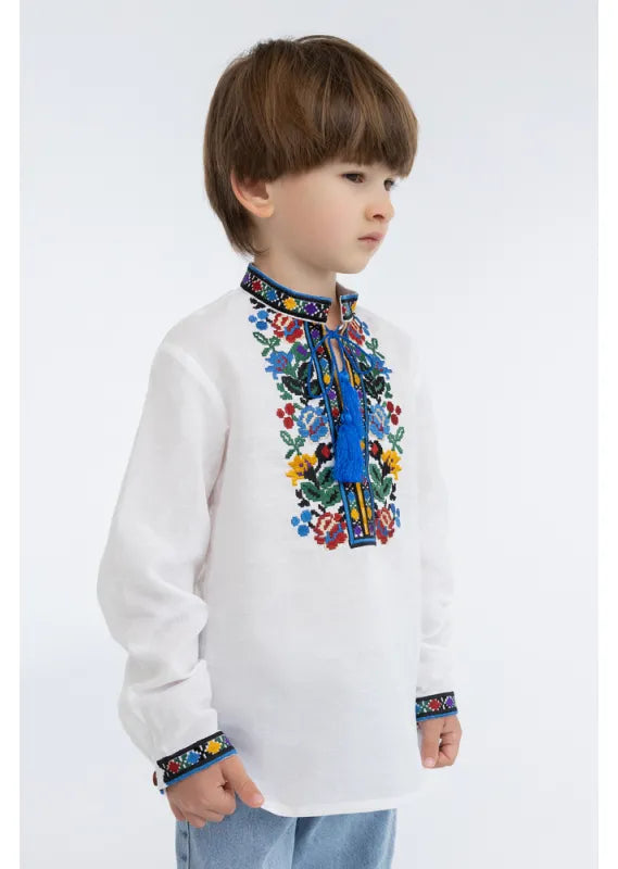 White shirt for boy Embroidered shirt