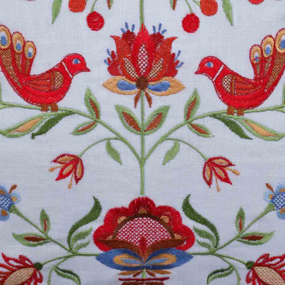 White Floral Embroidered Linen Pillowcase 40x40 CM Organic Home Decor