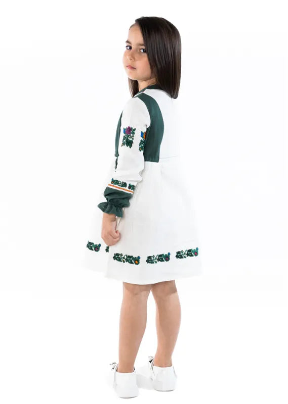 White Ukrainian Vyshyvanka Linen Dress for Girls  Embroidered Style
