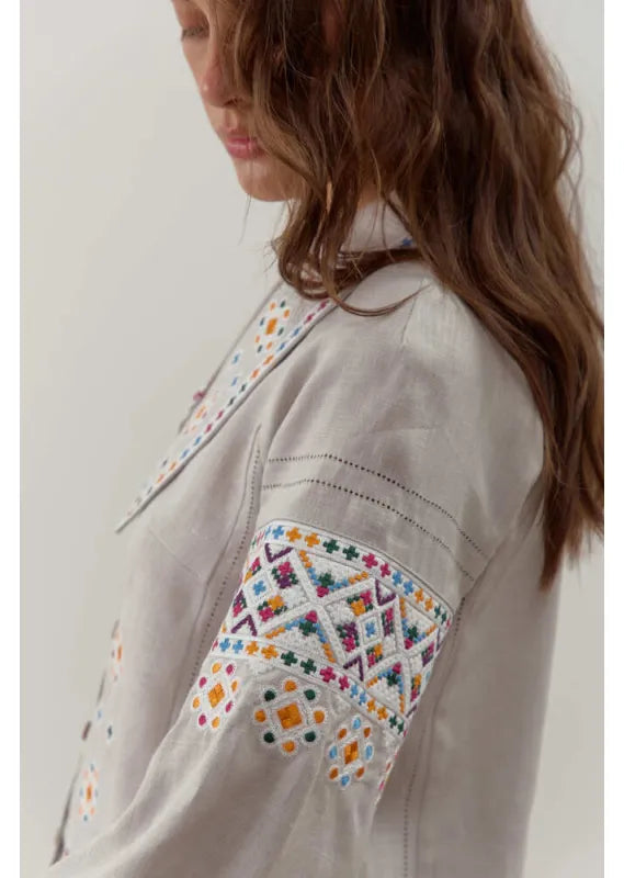 Ukrainian embroidered blouse Podilska vyshyvanka bohemian ethnic shirt boho chic top