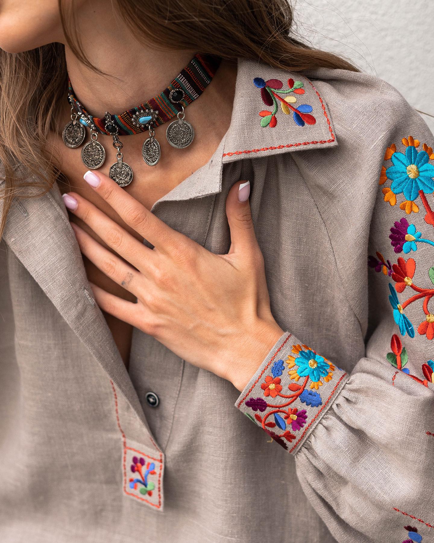 Ukrainian Vyshyvanka Blouse Bohemian Embroidered Ethnic Shirt