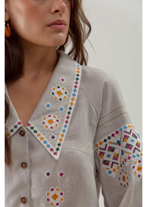 Ukrainian embroidered blouse Podilska vyshyvanka bohemian ethnic shirt boho chic top