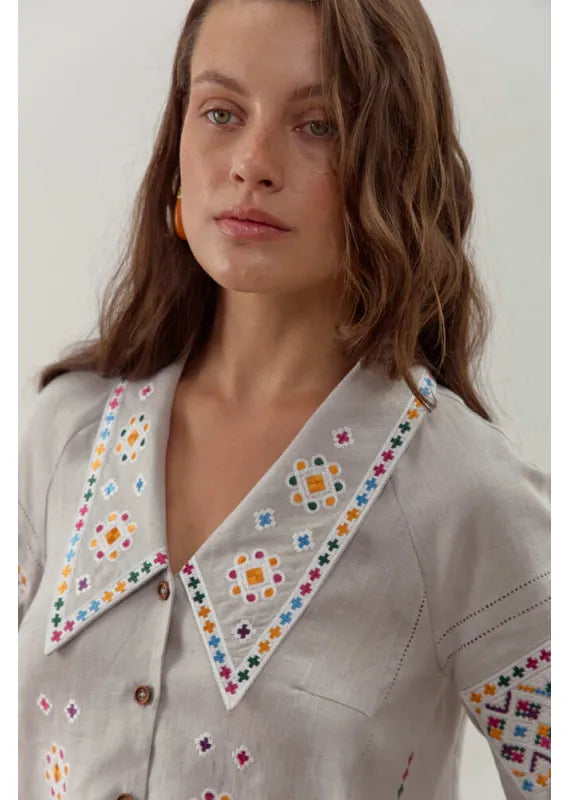 Ukrainian embroidered blouse Podilska vyshyvanka bohemian ethnic shirt boho chic top