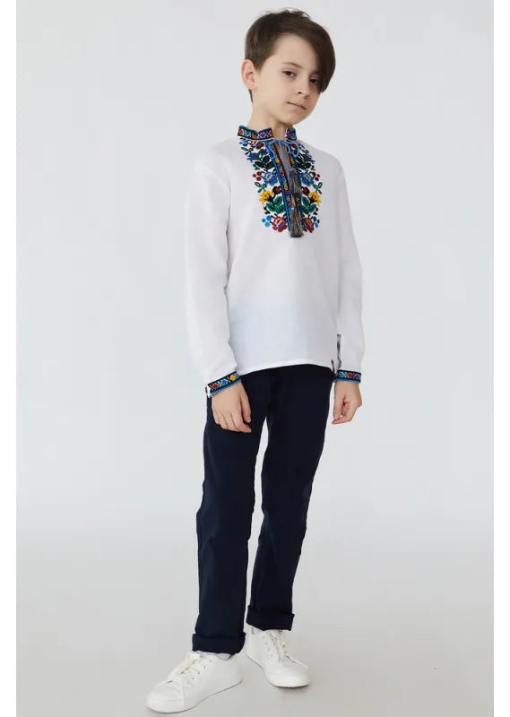White shirt for boy Embroidered shirt