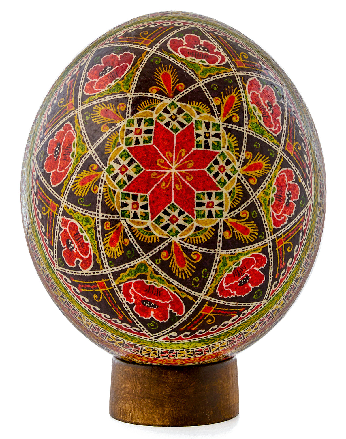 Ukrainian Pysanka Ostrich Real Egg Hand-Painted Easter Decor