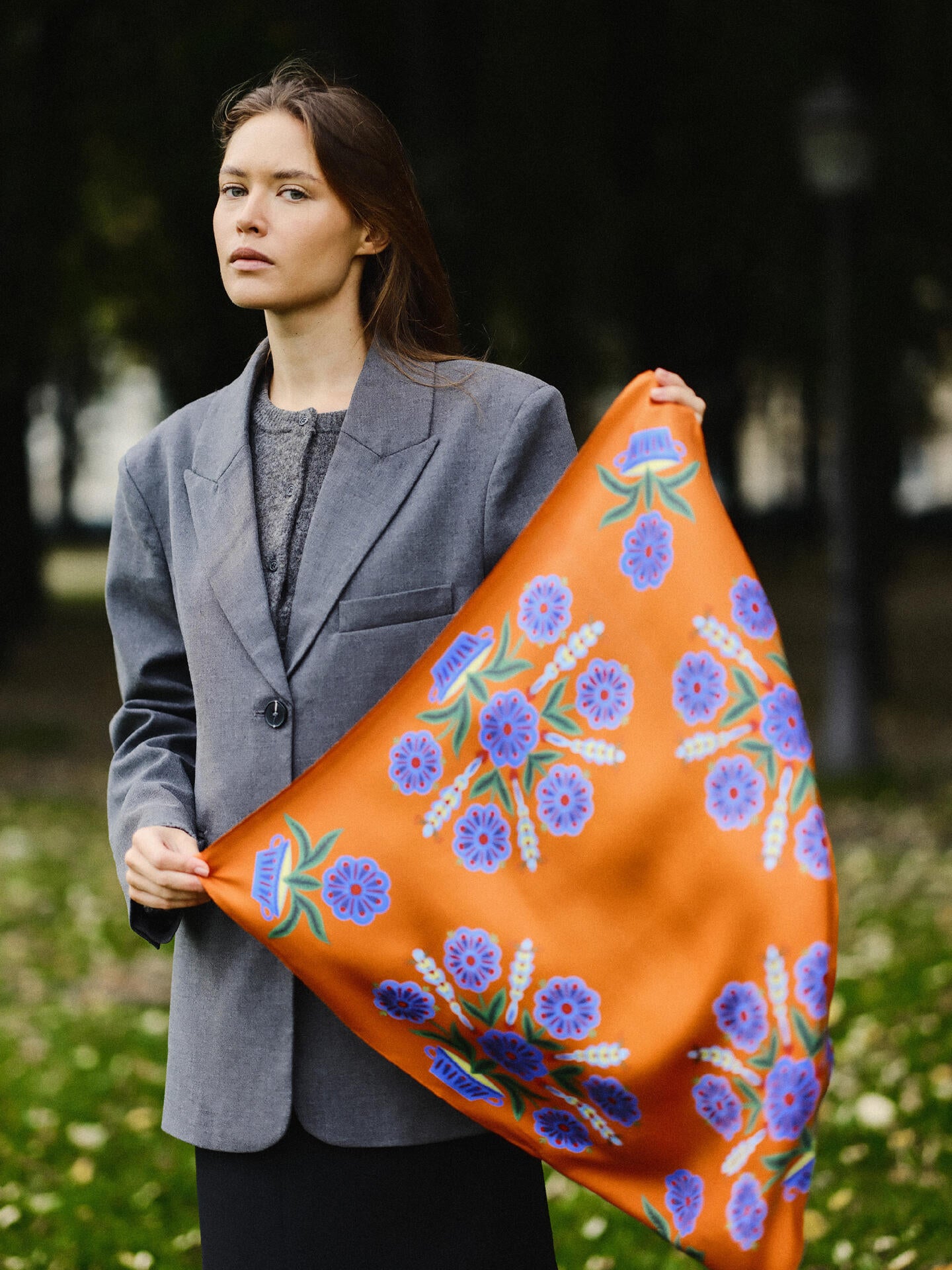 Orange Bohemian 100% Silk Shawl