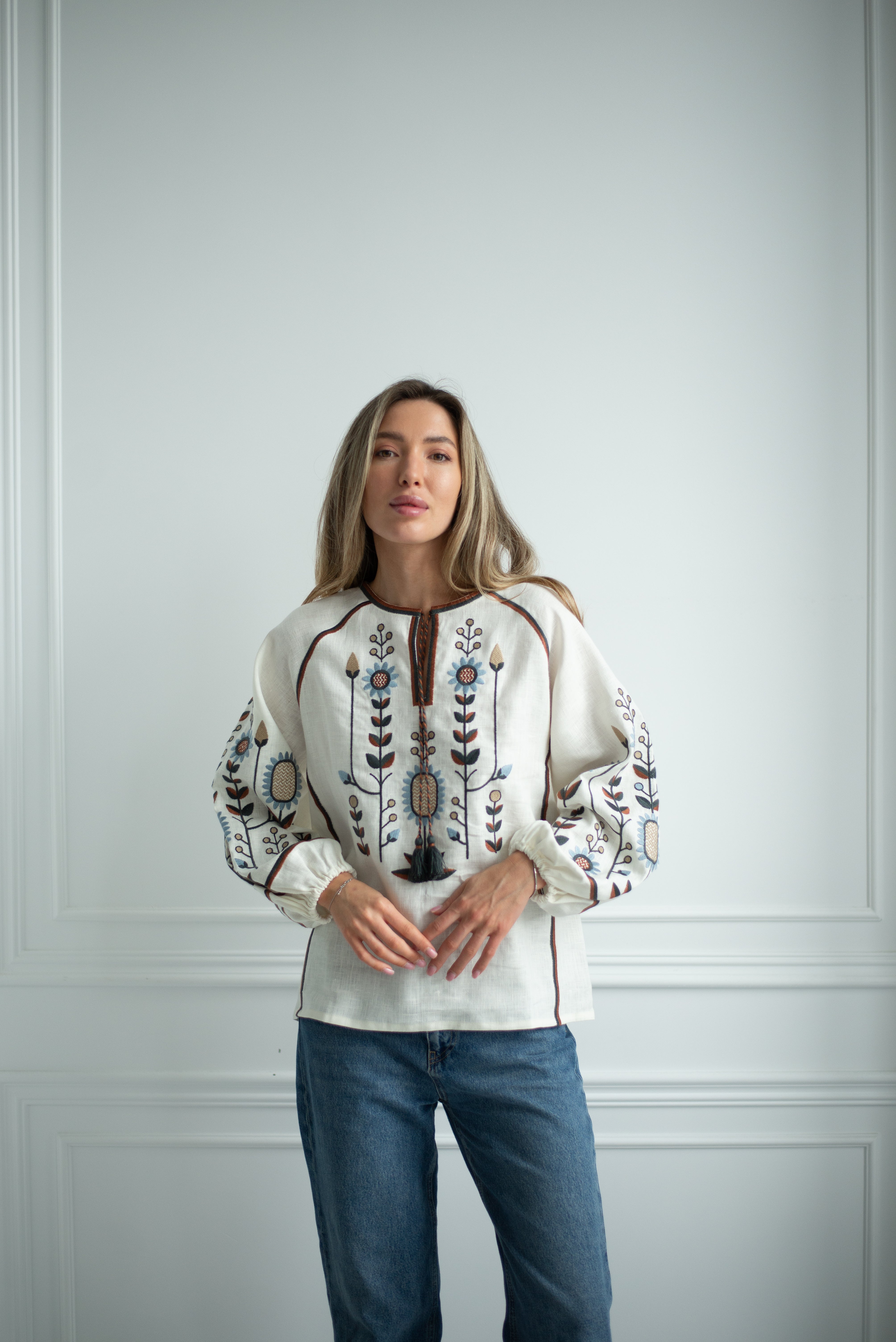 Embroidered blouse Floral ornament Ukrainian