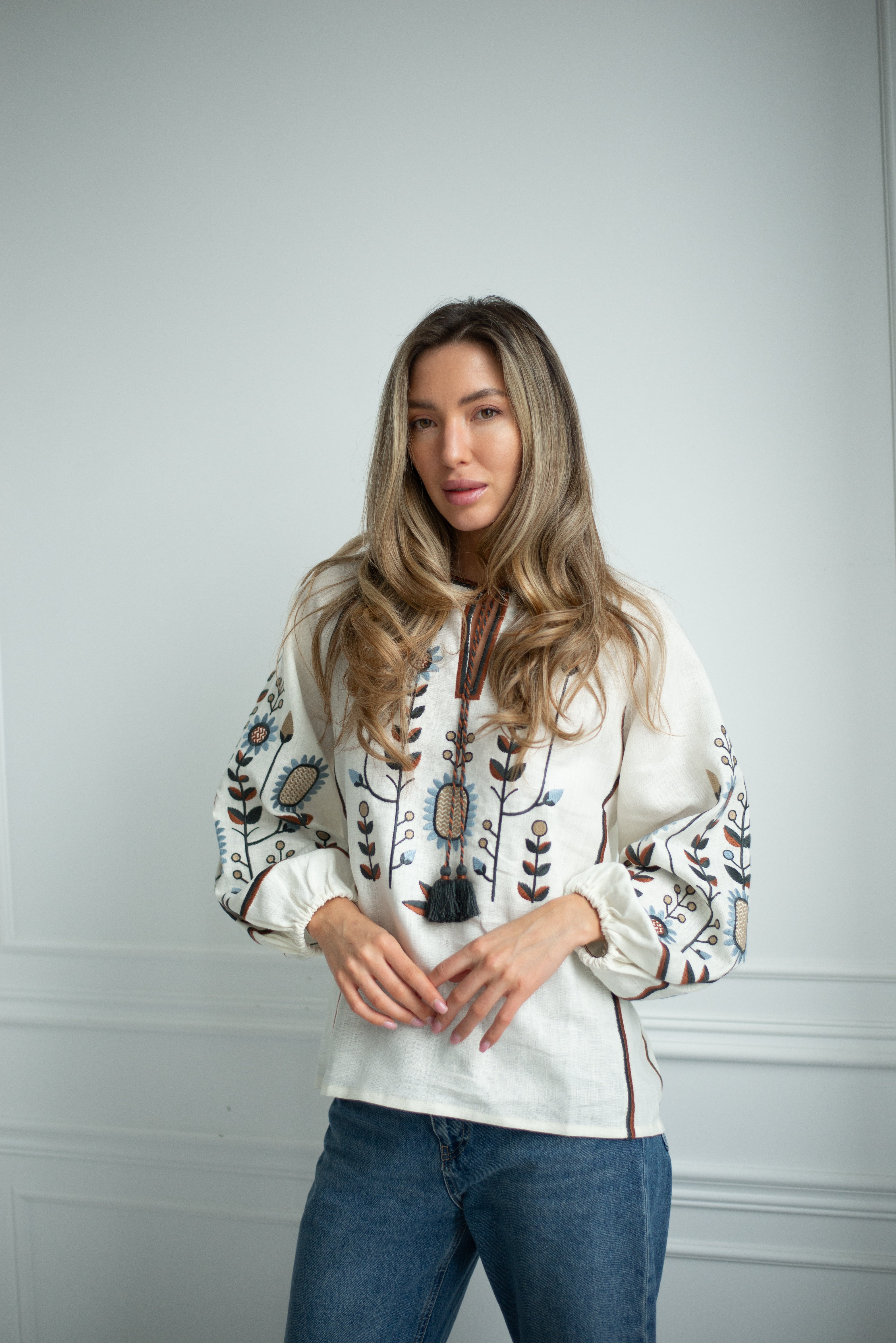 Embroidered blouse Floral ornament Ukrainian