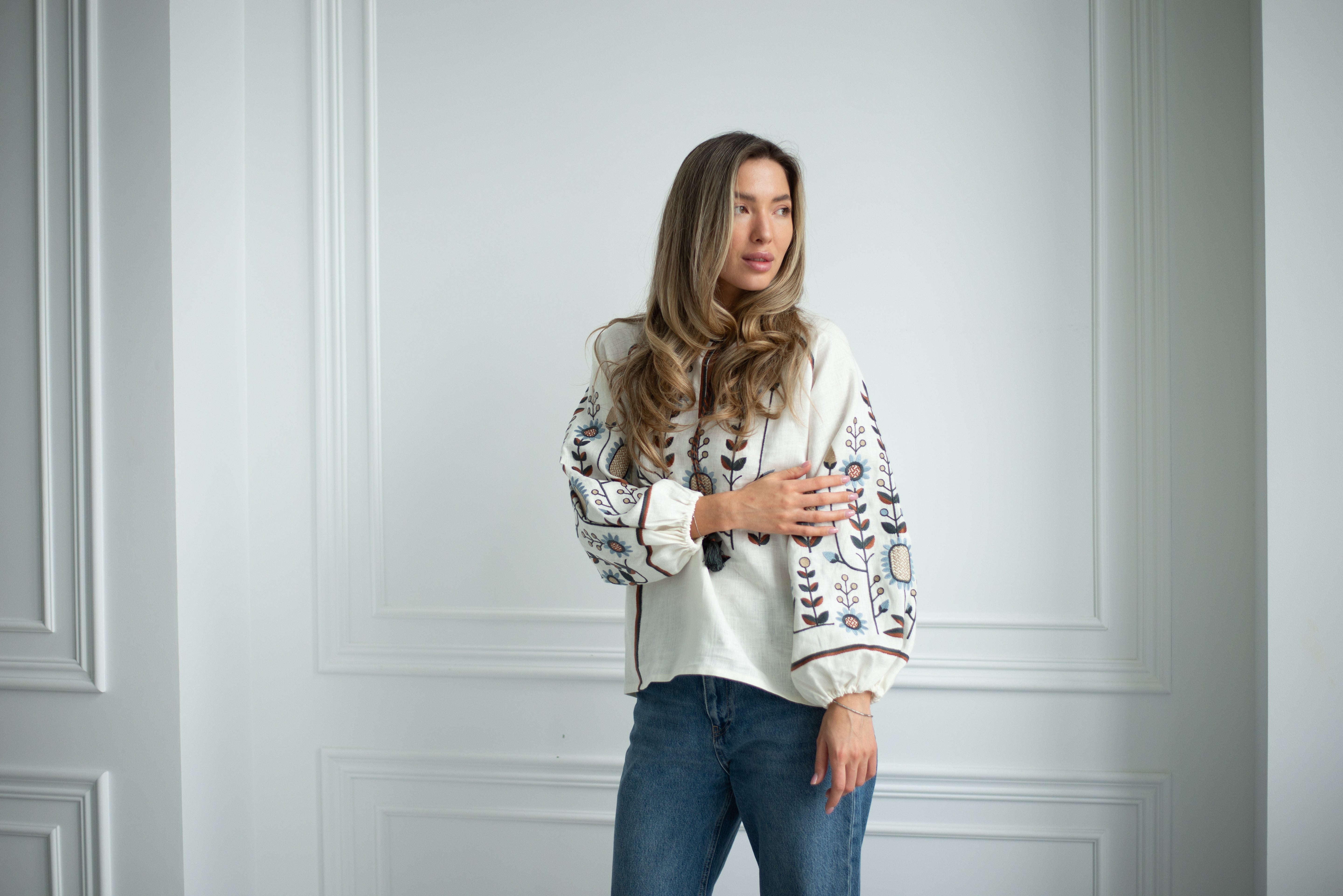 Embroidered blouse Floral ornament Ukrainian