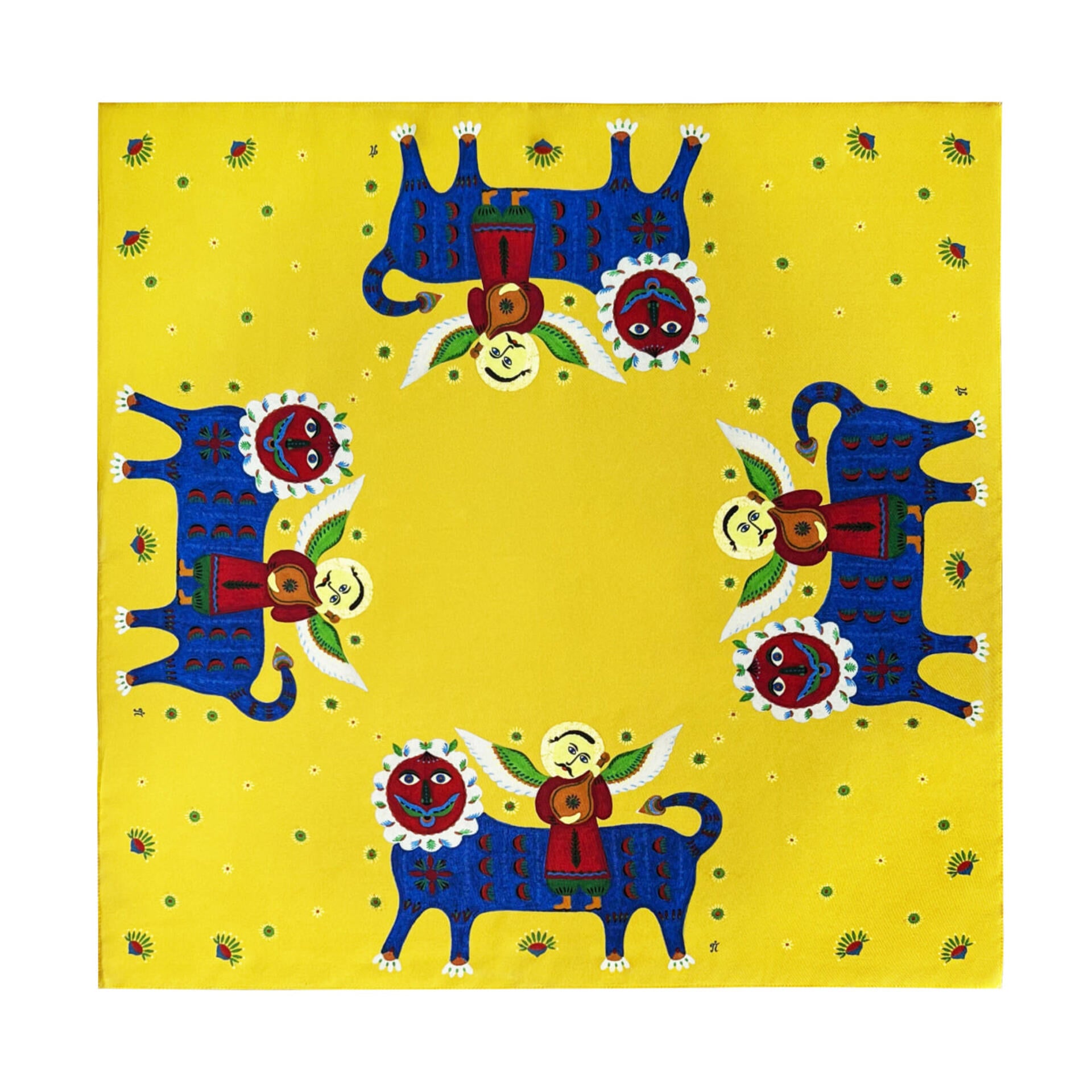 Yellow Bohemian 100% Silk Shawl Angel - Hand-Painted Scarf from Dreams Collection