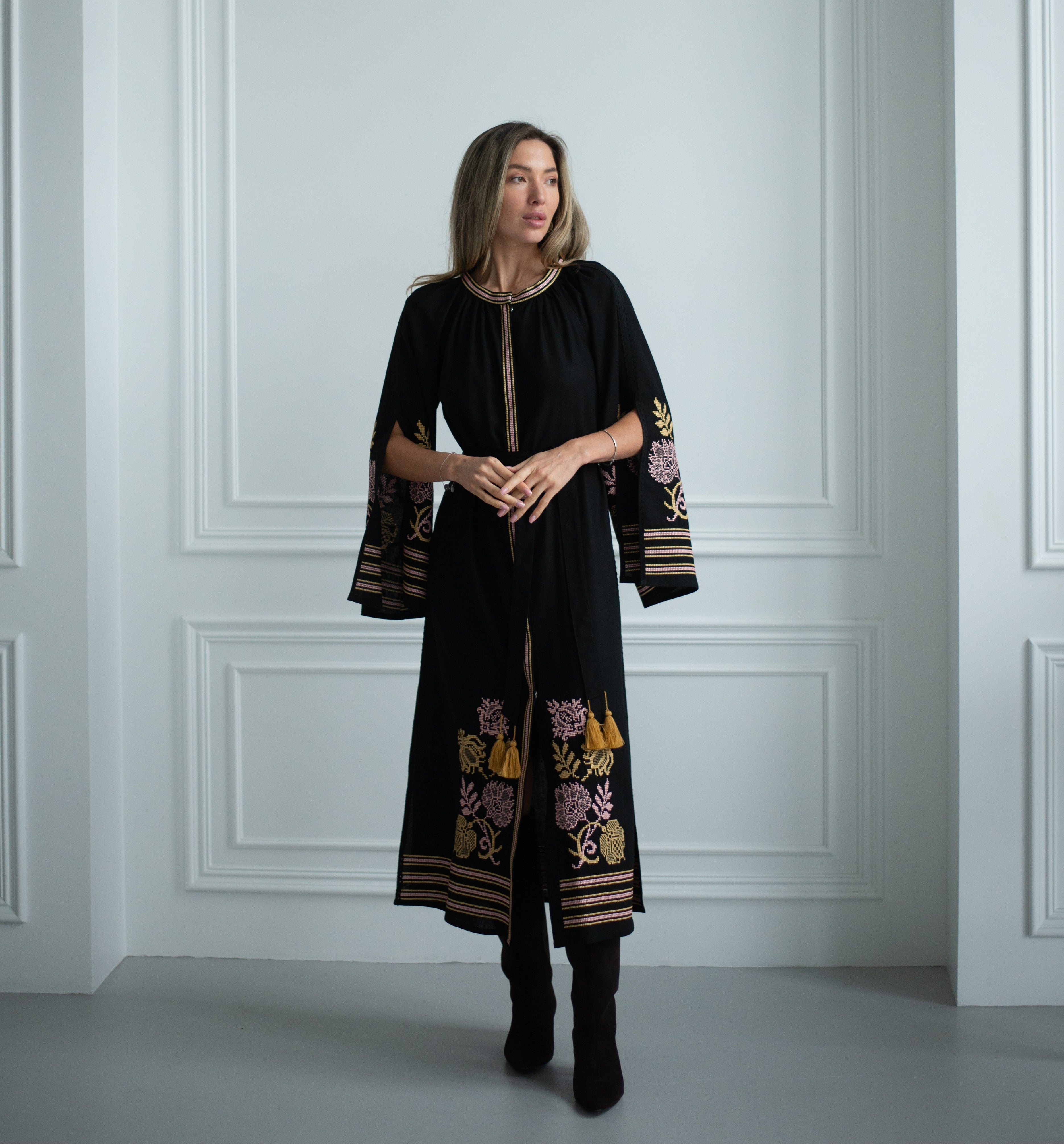 Black dress Ukrainian Embroidered 