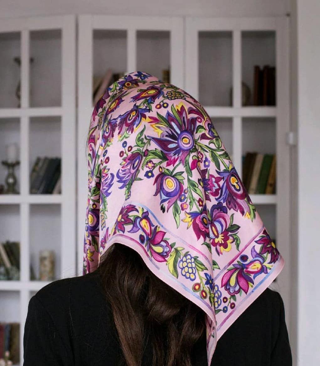 Bohemian Silk 100% shawl Artichoke, olive Artichoke Collection Gift for Her, Hand painted Silk, 100 silk. Christmas