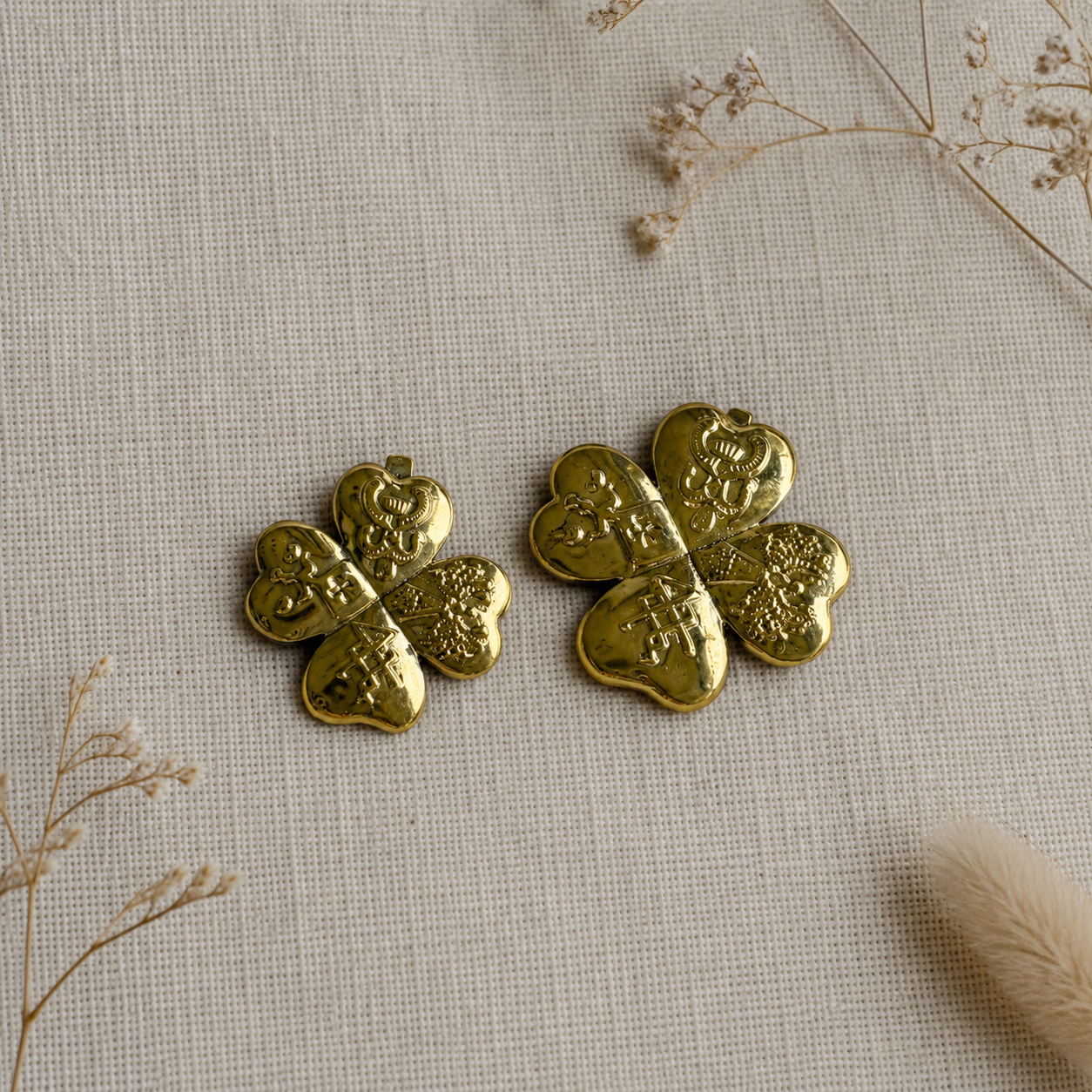 Brass Flower Pendant, Ukrainian Folk Jewelry, Floral Brass Necklace