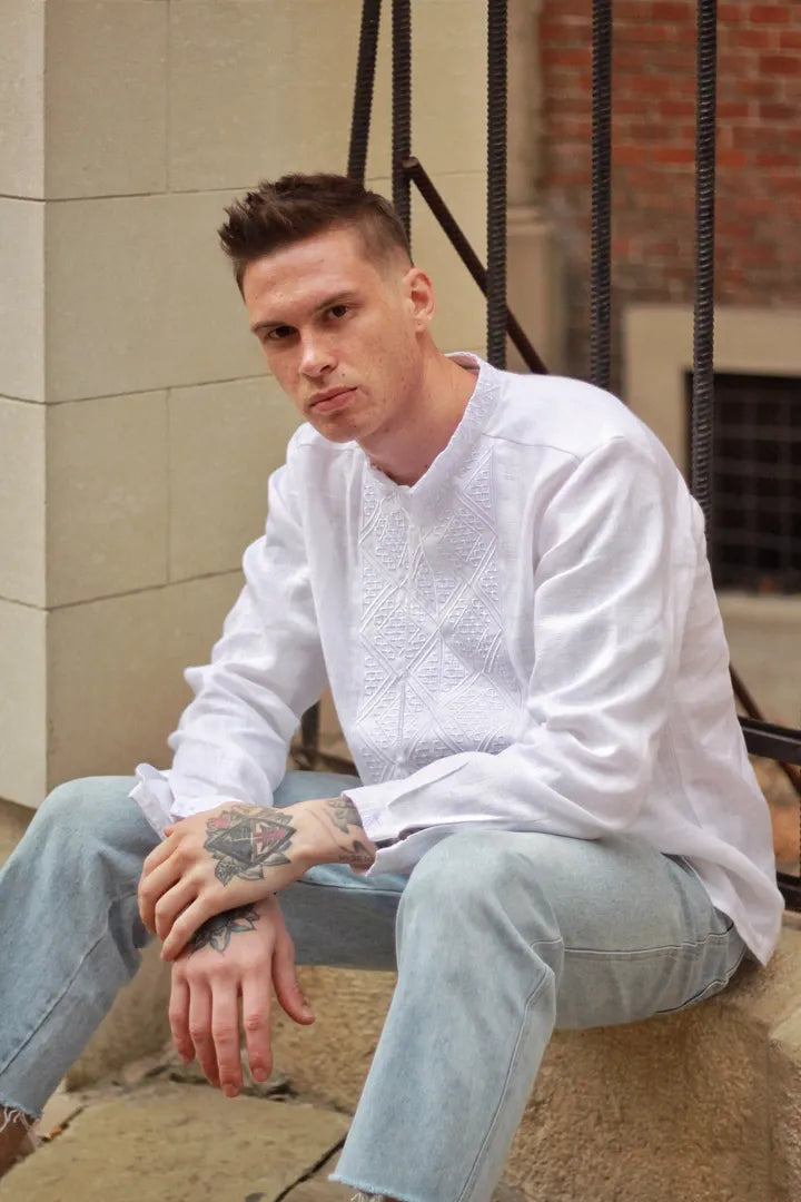 white Embroidered shirt white on white 
