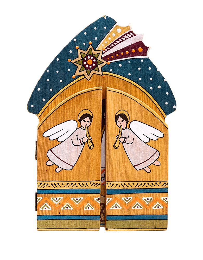 ثلاثية خشبية "البيت" - ديكور عائلة مقدسة لعيد الميلاد